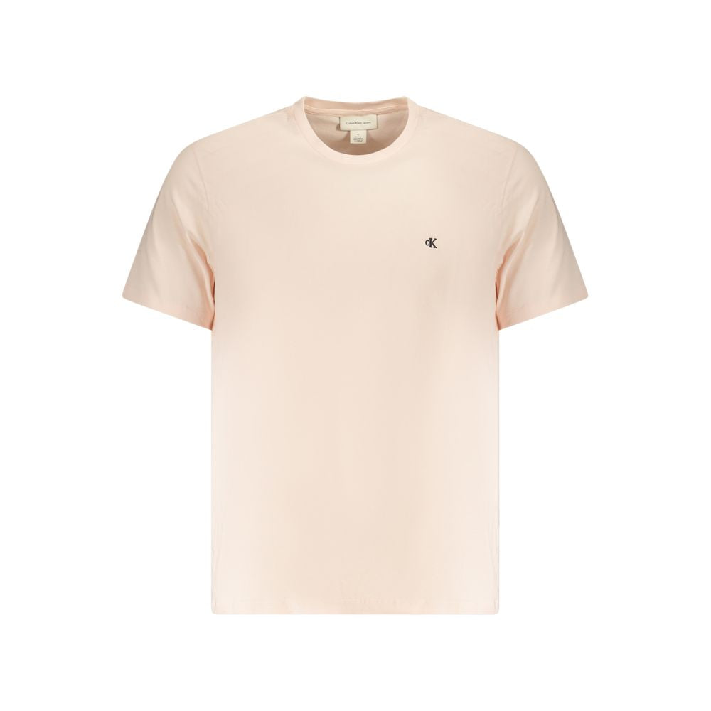 Calvin Klein Pink Cotton Men's T-Shirt with Embroidered Logo