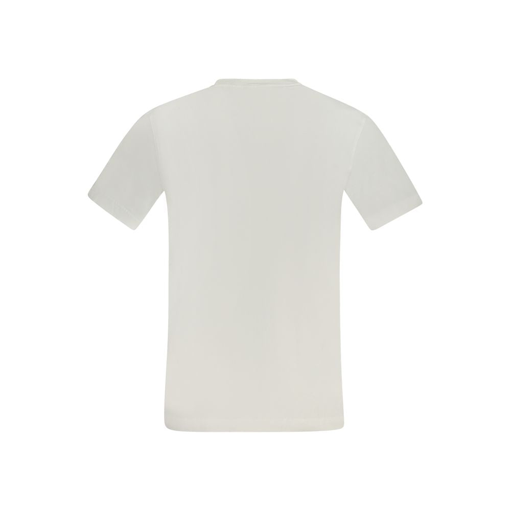Back view of a Calvin Klein white cotton men's T-shirt, featuring a classic crew-neck design crafted for comfort and style.