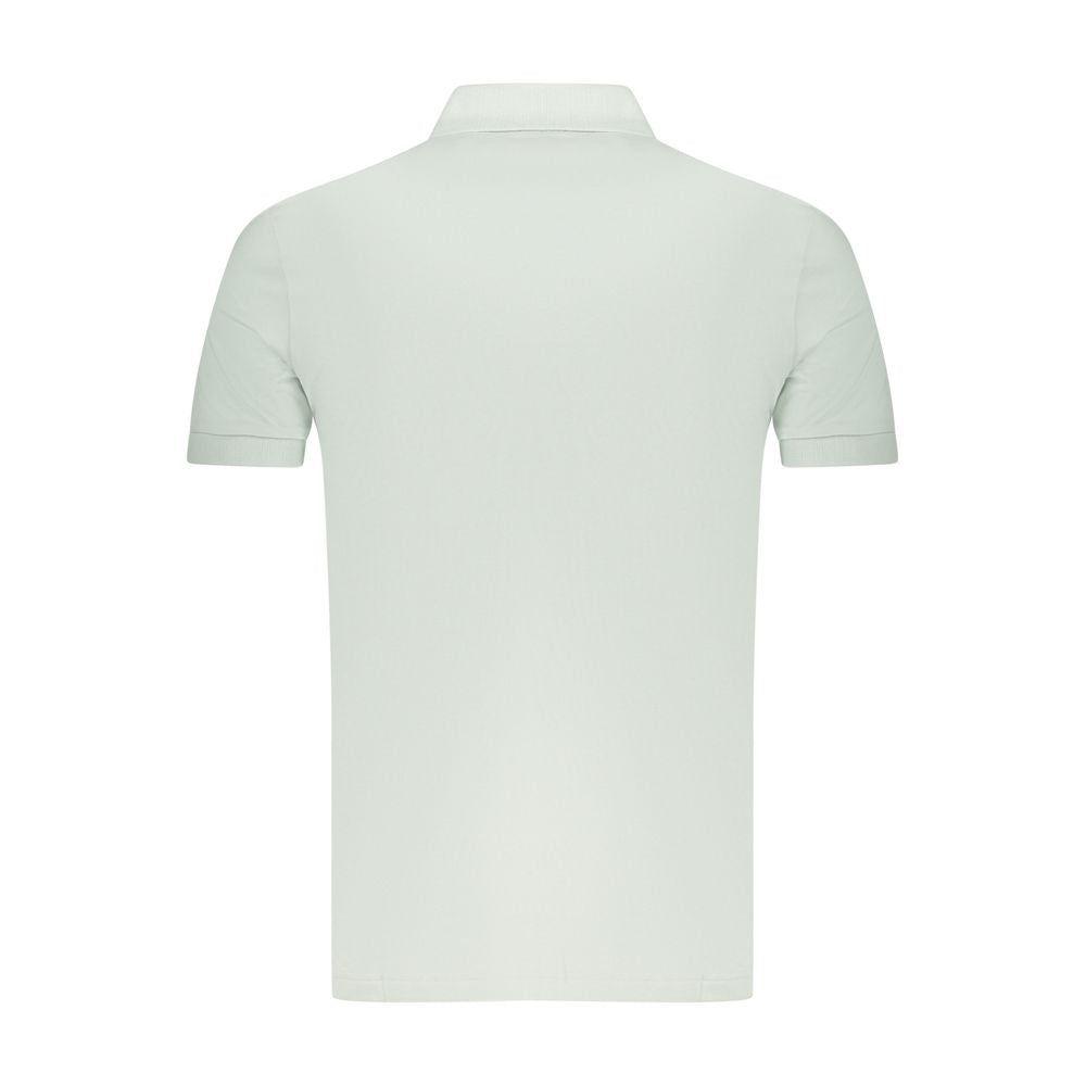 Back view of Hugo Boss Green Cotton Men Polo Shirt, showcasing slim fit and classic collar design.