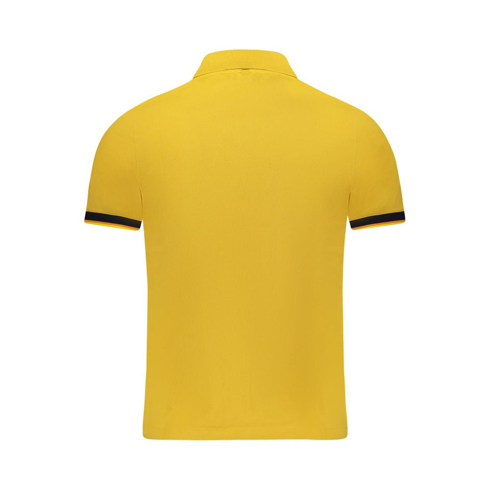 Back view of K-WAY yellow cotton men's polo shirt with contrasting details, highlighting comfort and style, made in Turkey.