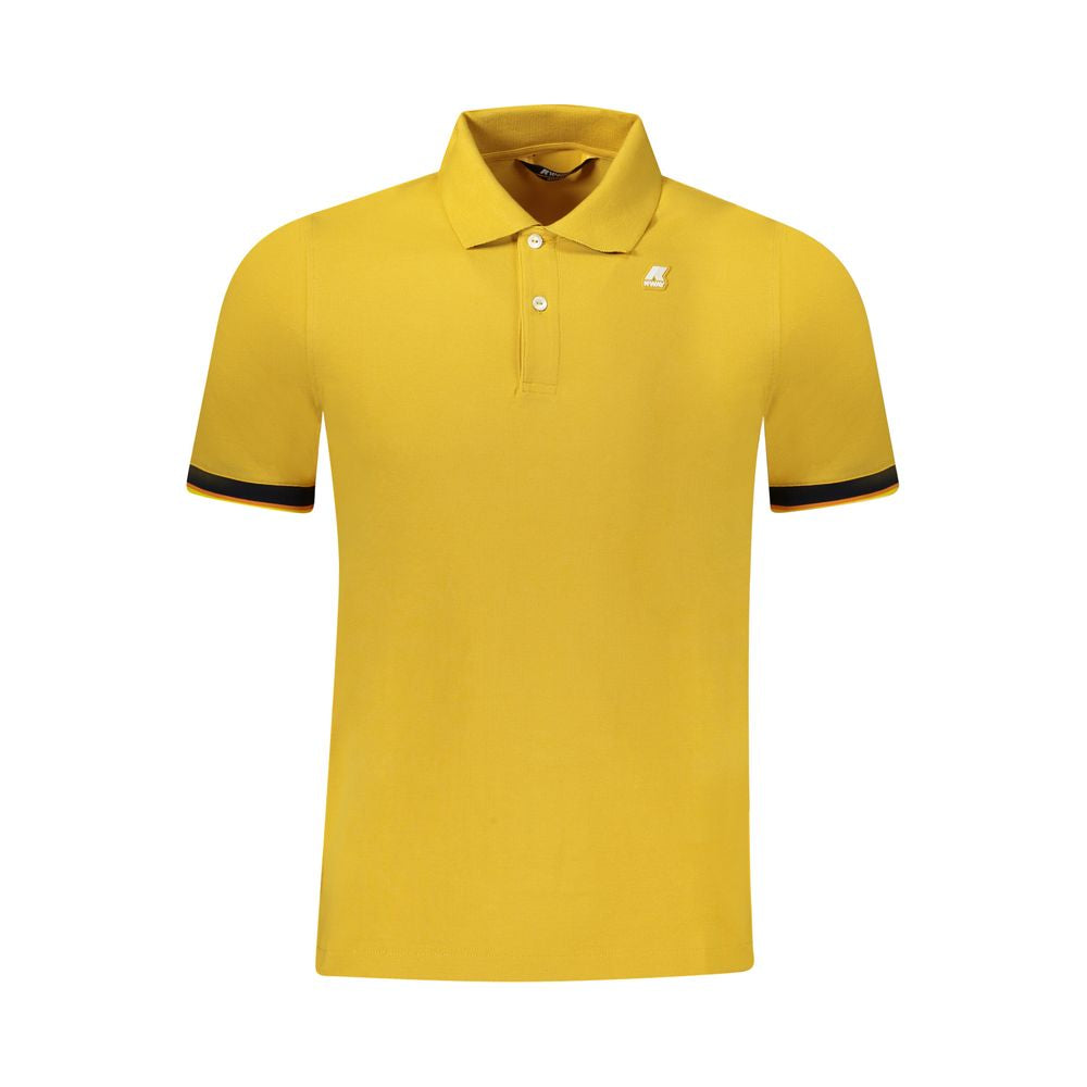 K-WAY yellow cotton men's polo shirt with short sleeves, contrasting details, and logo. Made in Turkey, 95% cotton, 5% elastane.