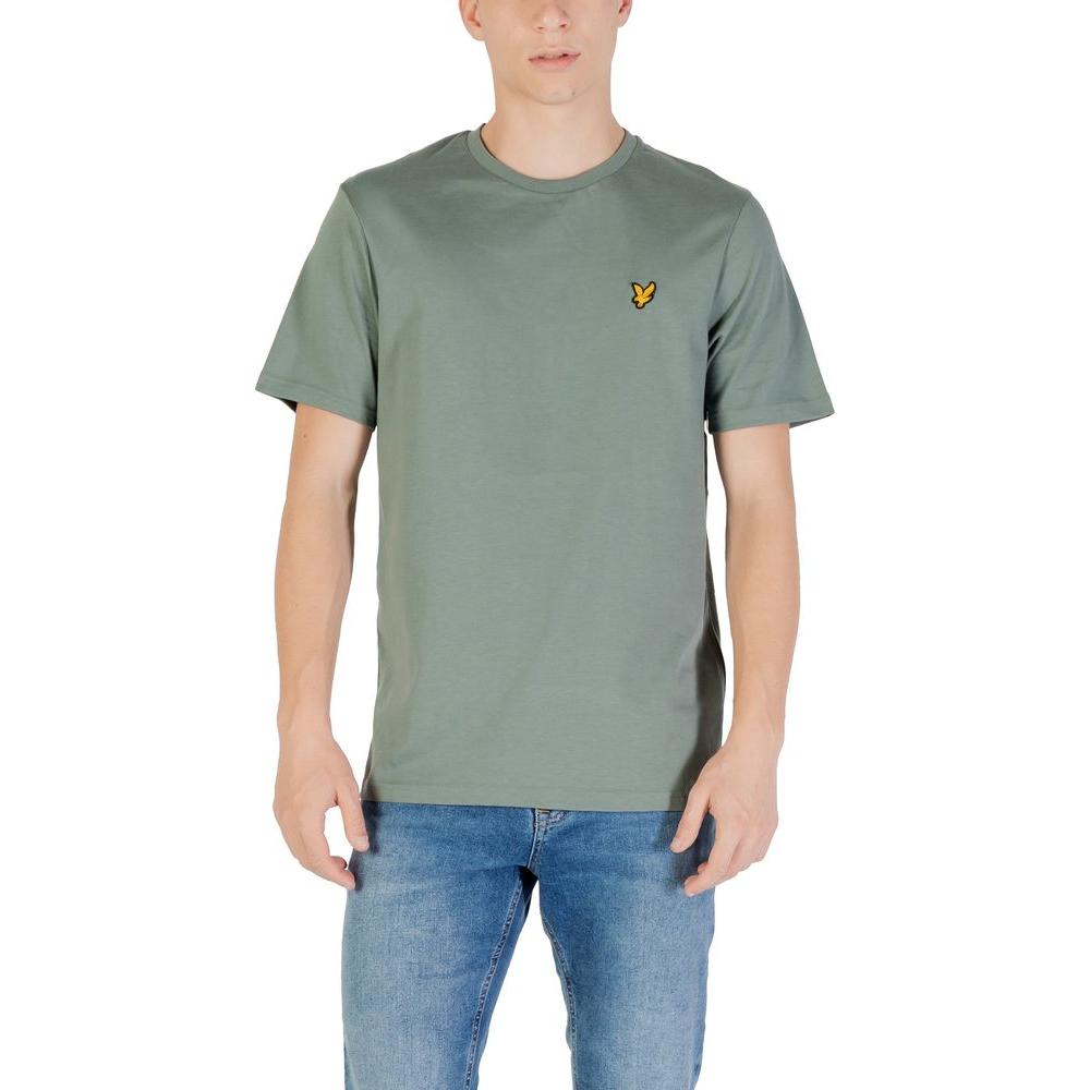 Lyle & Scott green cotton T-shirt on a male model, perfect for casual outfits, made from 100% high-quality cotton, short sleeves for comfort.