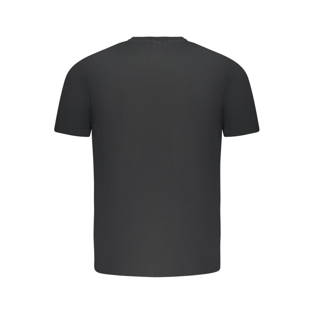 Back view of North Sails black cotton men's t-shirt, showcasing short sleeves and crew neck design, perfect for modern fashion enthusiasts.