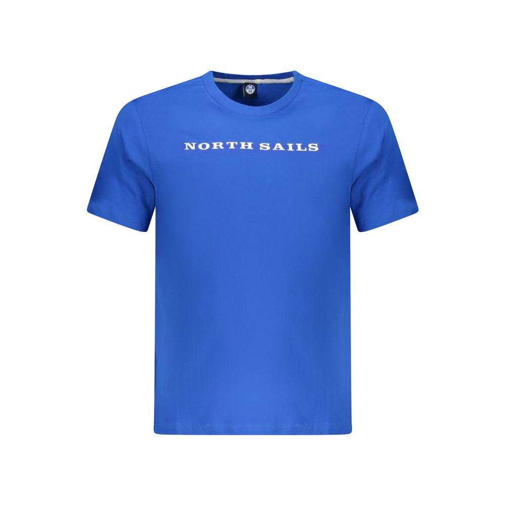 North Sails blue cotton men's T-shirt with logo, crew neck, and nautical style.