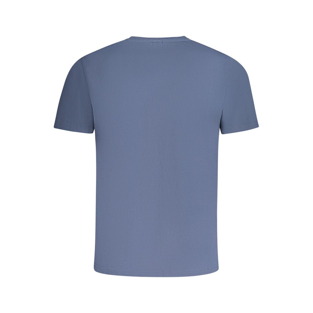Back view of North Sails blue cotton men's t-shirt with short sleeves.