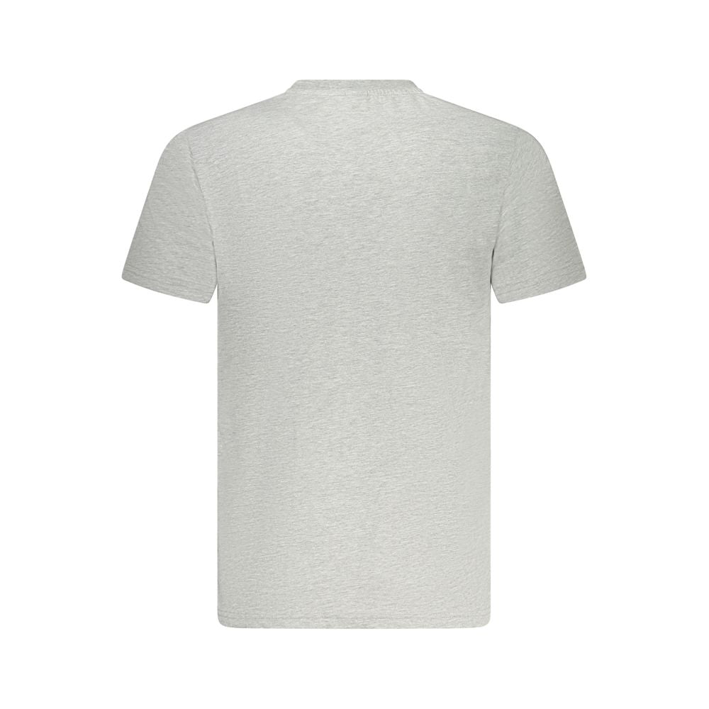 Back view of North Sails gray cotton men's T-shirt with a crew neck, highlighting breathable fabric and iconic brand style.