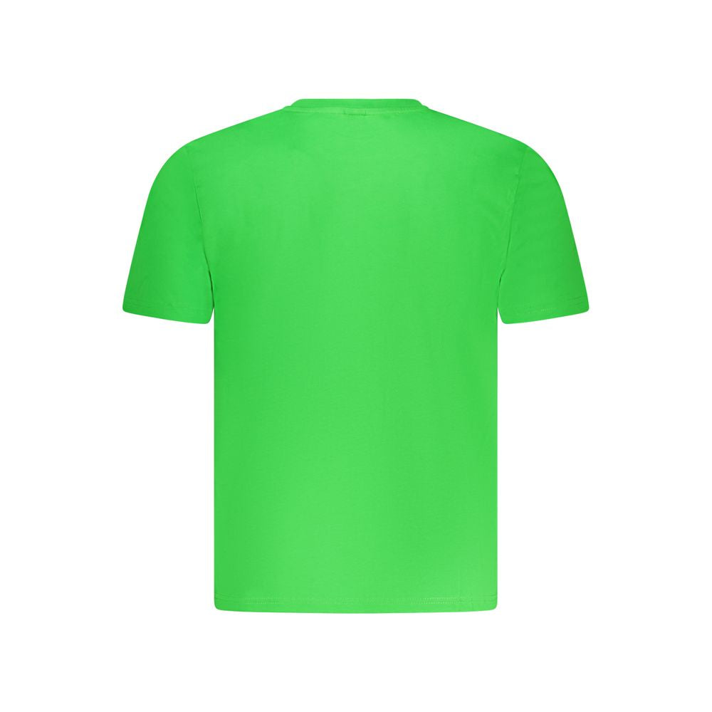 Men's North Sails green cotton T-shirt with short sleeves and logo print, designed for comfort and lasting quality.