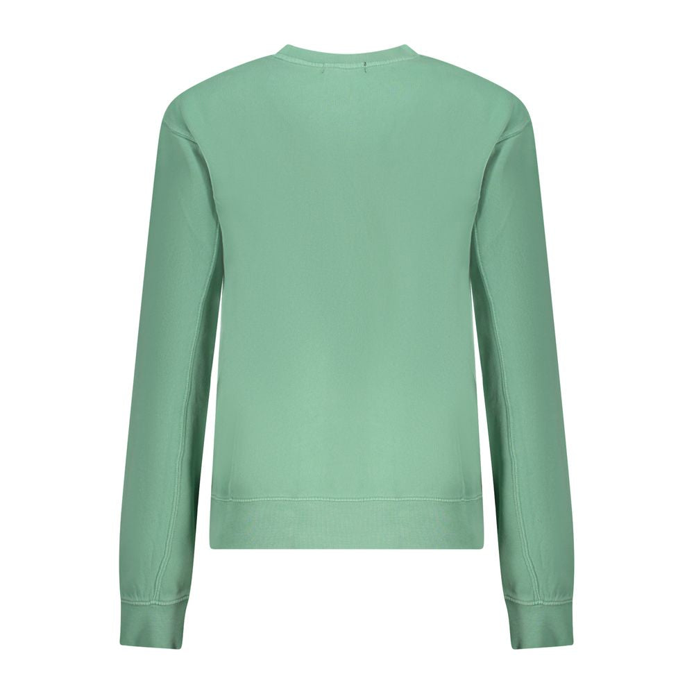 Back view of North Sails green cotton women's sweater, featuring a crew neck and long sleeves for casual chic style.