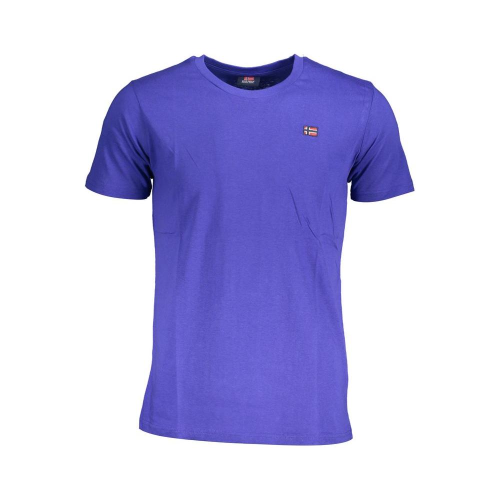 Norway 1963 blue cotton men's T-shirt with crew neck and logo, stylish short sleeves, perfect for comfort and contemporary fashion.