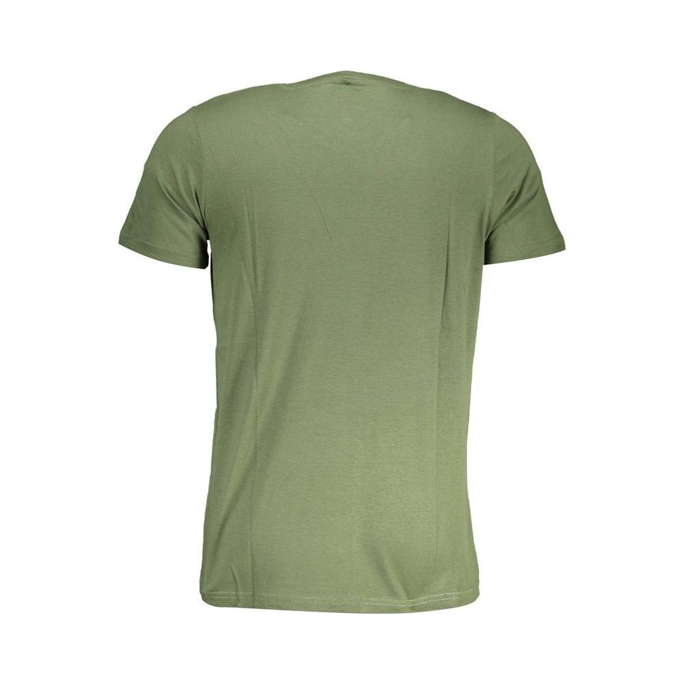 Back view of Norway 1963 green cotton men's t-shirt featuring short sleeves and crew neck design.