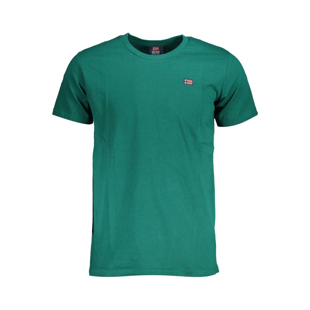 Green Norway 1963 men's cotton t-shirt with crew neck and iconic logo, perfect for urban style fashion statements.