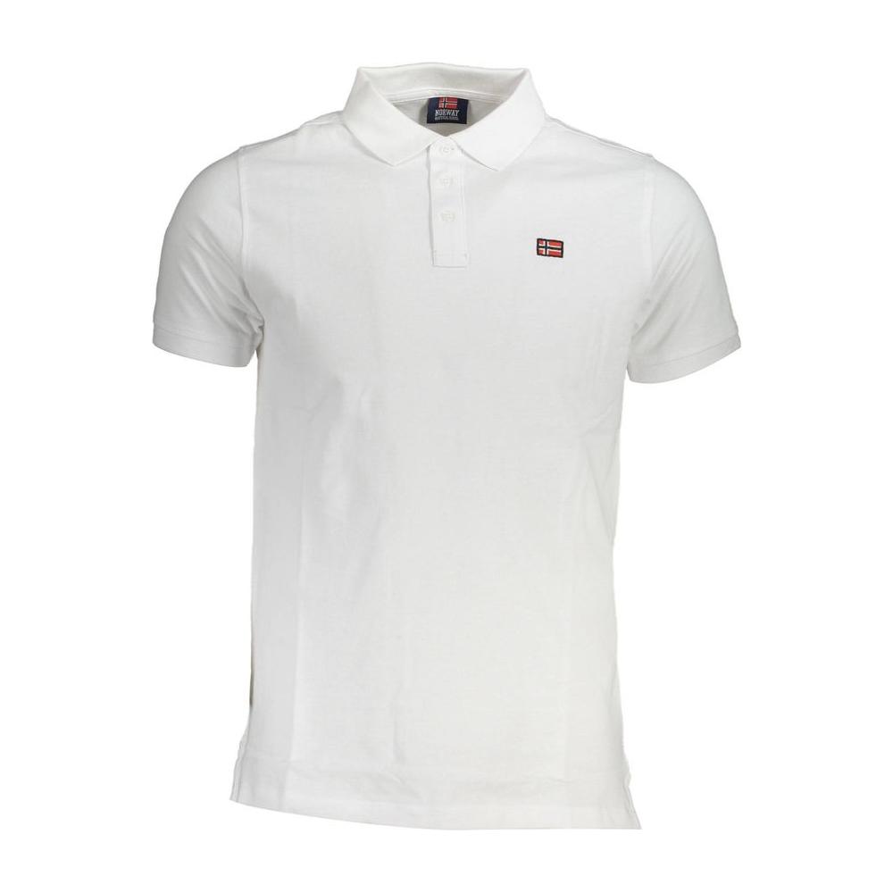 White Norway 1963 cotton polo shirt for men featuring a subtle logo, perfect for smart casual outfits and comfortable daily wear.