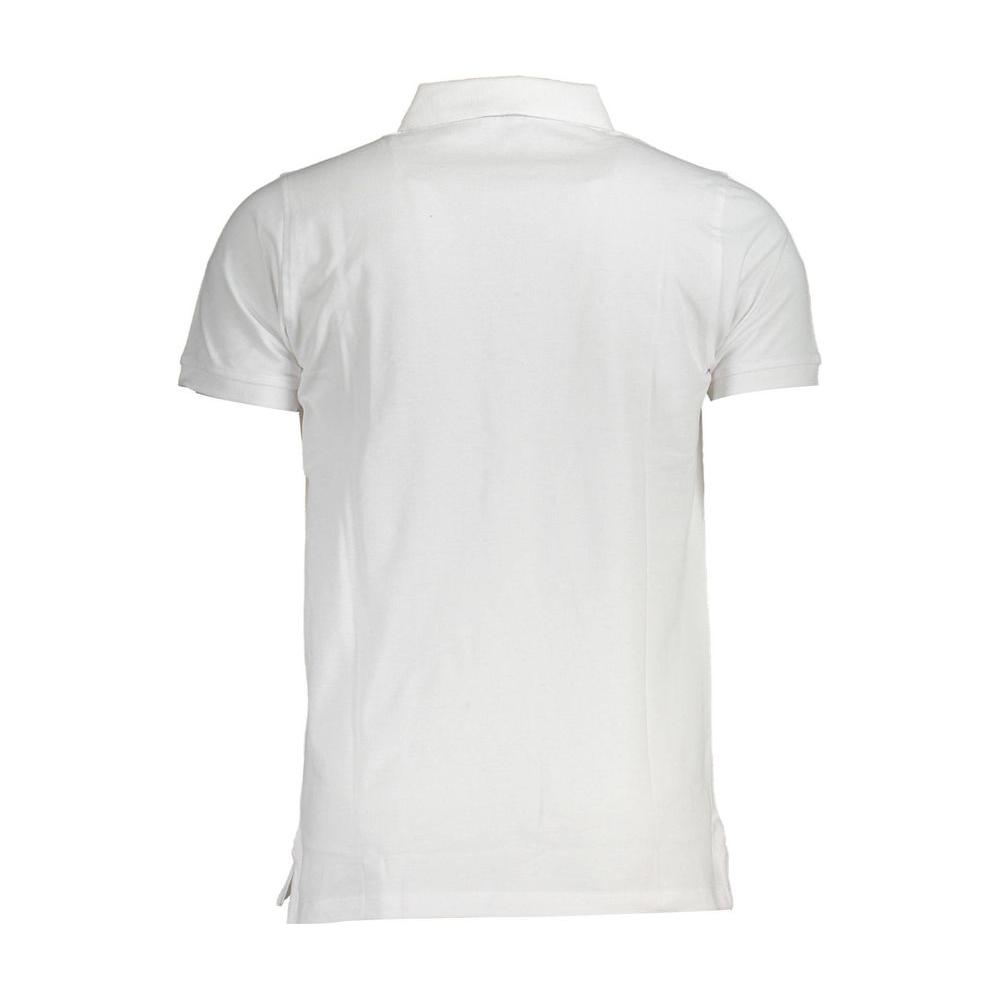 Back view of Norway 1963 white cotton men’s polo shirt, showcasing short sleeves and classic collar design.