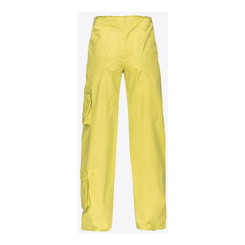 PINKO green cotton cargo pants, featuring 5-pocket design, two back button, and zipper closure, perfect for casual wear.