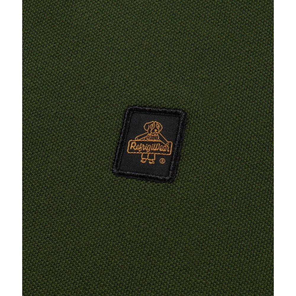 Refrigiwear green cotton polo shirt fabric with logo patch embroidery detail