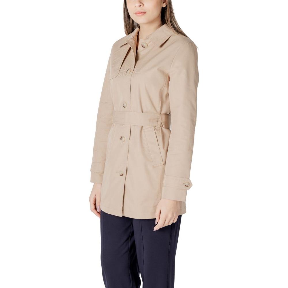 Street One beige trench coat, mid-length, cotton blend, worn by a woman