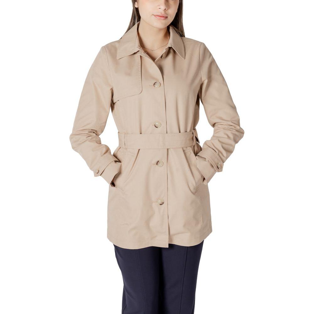 Street One beige cotton mid-length trench coat with belt, perfect for transitional seasons, offering style and comfort for everyday wear.