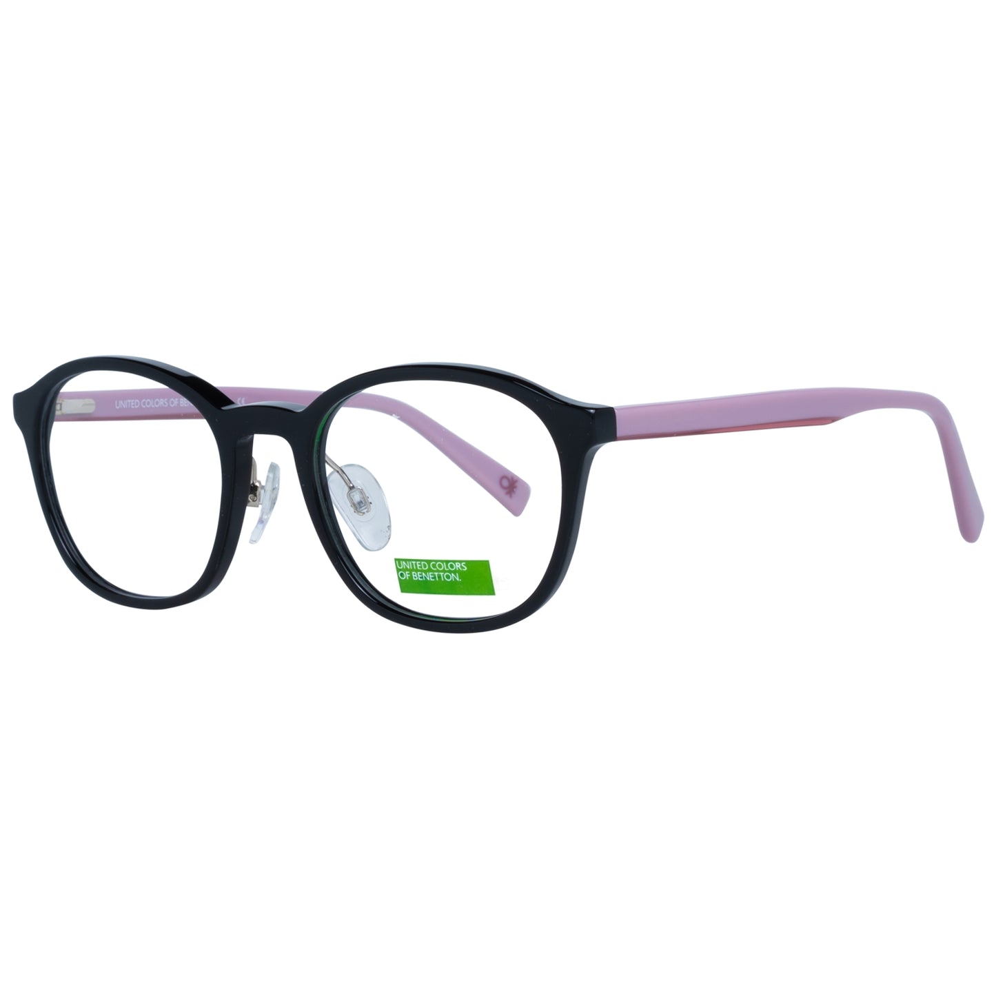 BENETTON MOD. BEO1028 49001 lady's eyewear, black and pink frame, elegant feminine glasses with soft lines.