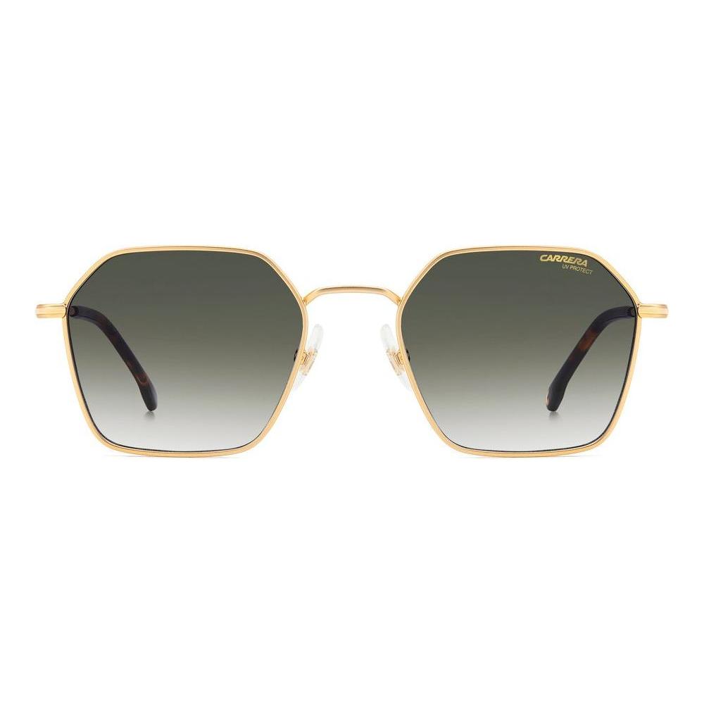 Alt Tag: Carrera 334_S men’s sunglasses, metal frame, hexagonal lenses, gold accents, front view