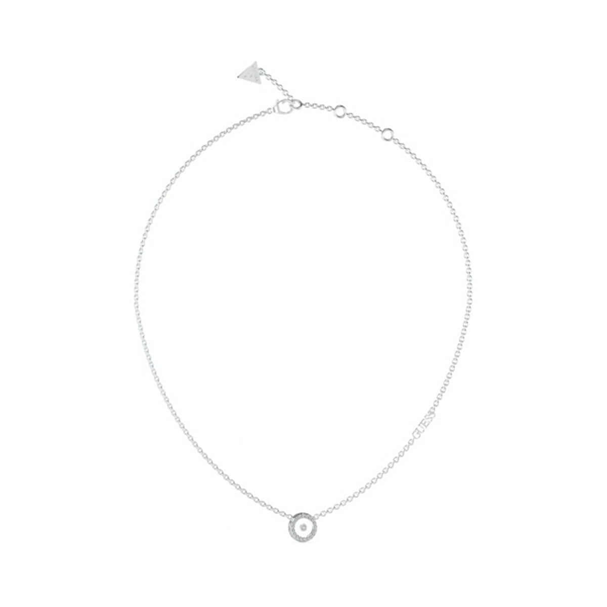 GUESS Jewels JUBN03258JWRHT-U silver necklace with circular pendant, minimalist design