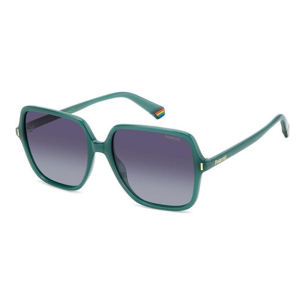 Polaroid PLD 6219_S women's sunglasses with green square frames and gradient lenses, stylish eyewear for ladies.