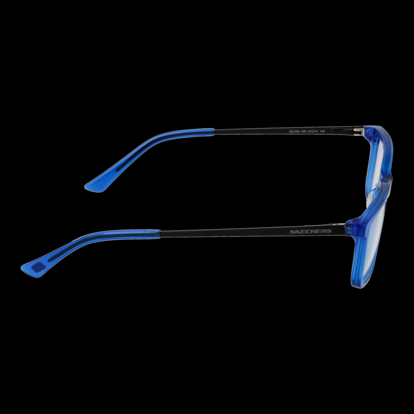 Side view of SKECHERS MOD. SE3360 52090 gent's blue eyeglasses featuring sleek design and modern style.