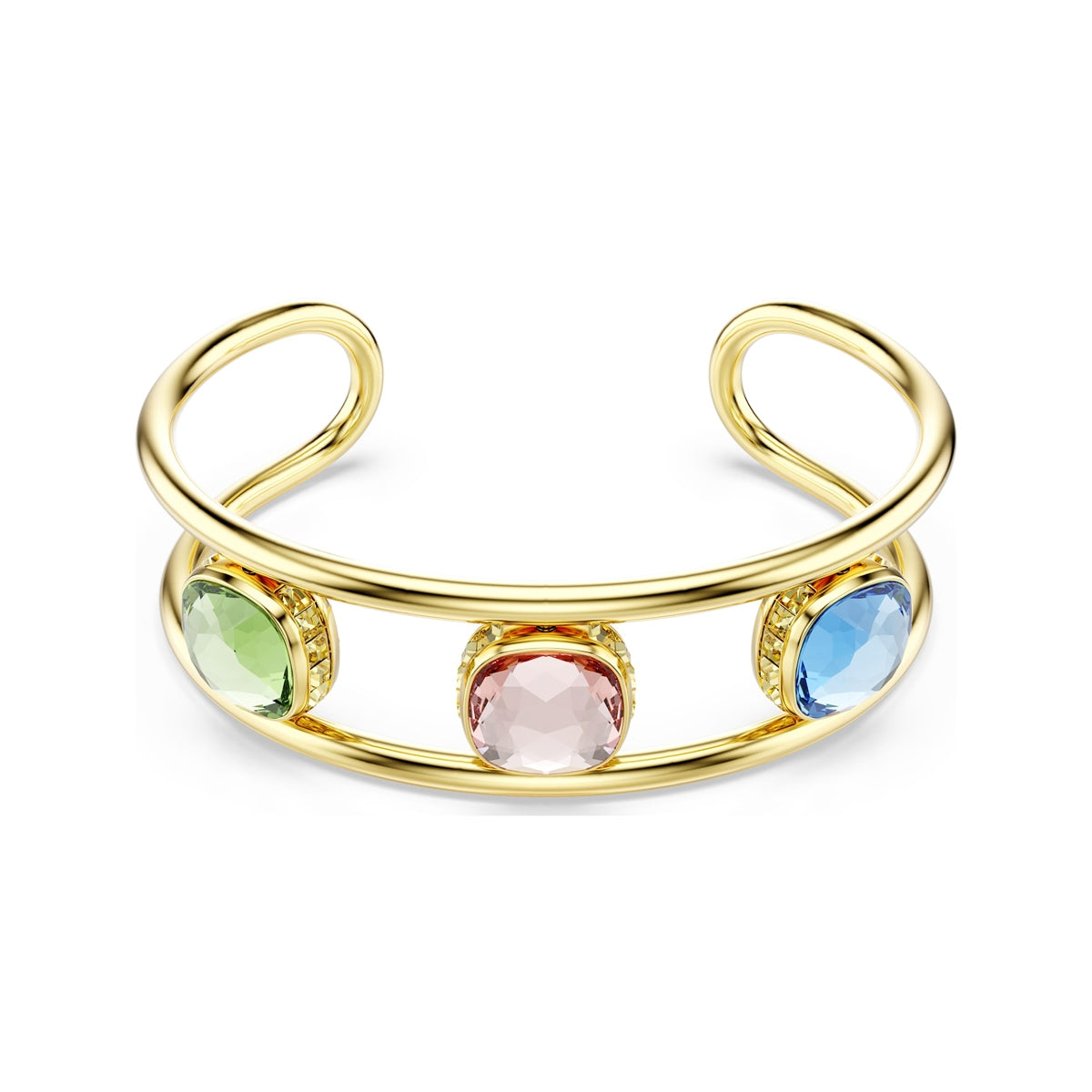 Elegant Swarovski jewels gold cuff bracelet with colorful gemstones 5705836