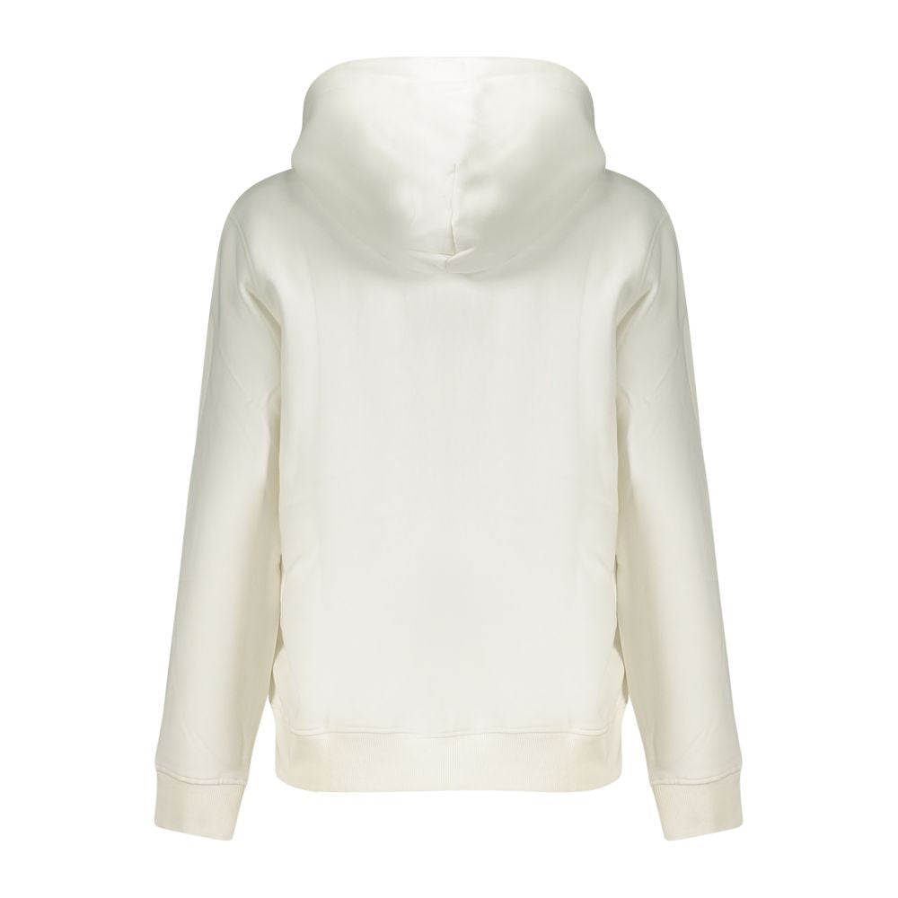 Tommy Hilfiger white cotton women's long-sleeve hooded sweater, back view with smooth organic cotton blend fabric.