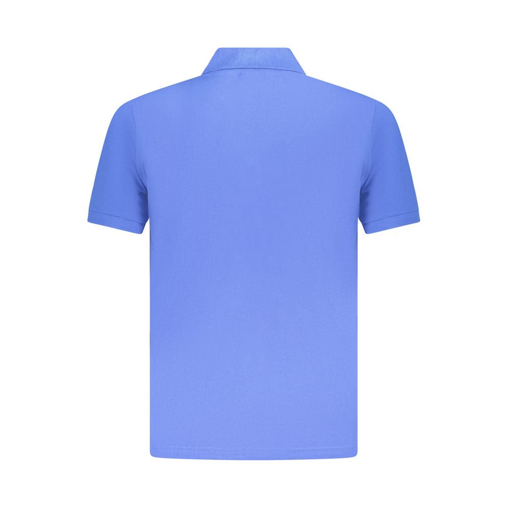 Back view of U.S. Grand Polo blue cotton men's polo shirt showcasing its stylish design.