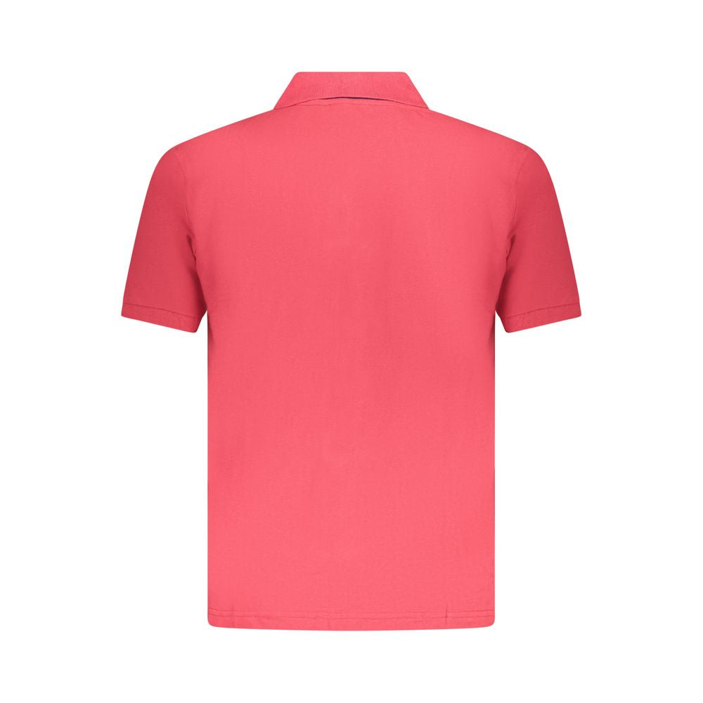 Back view of U.S. Grand Polo red cotton men's polo shirt, showcasing short sleeves and classic collar design for a modern look.