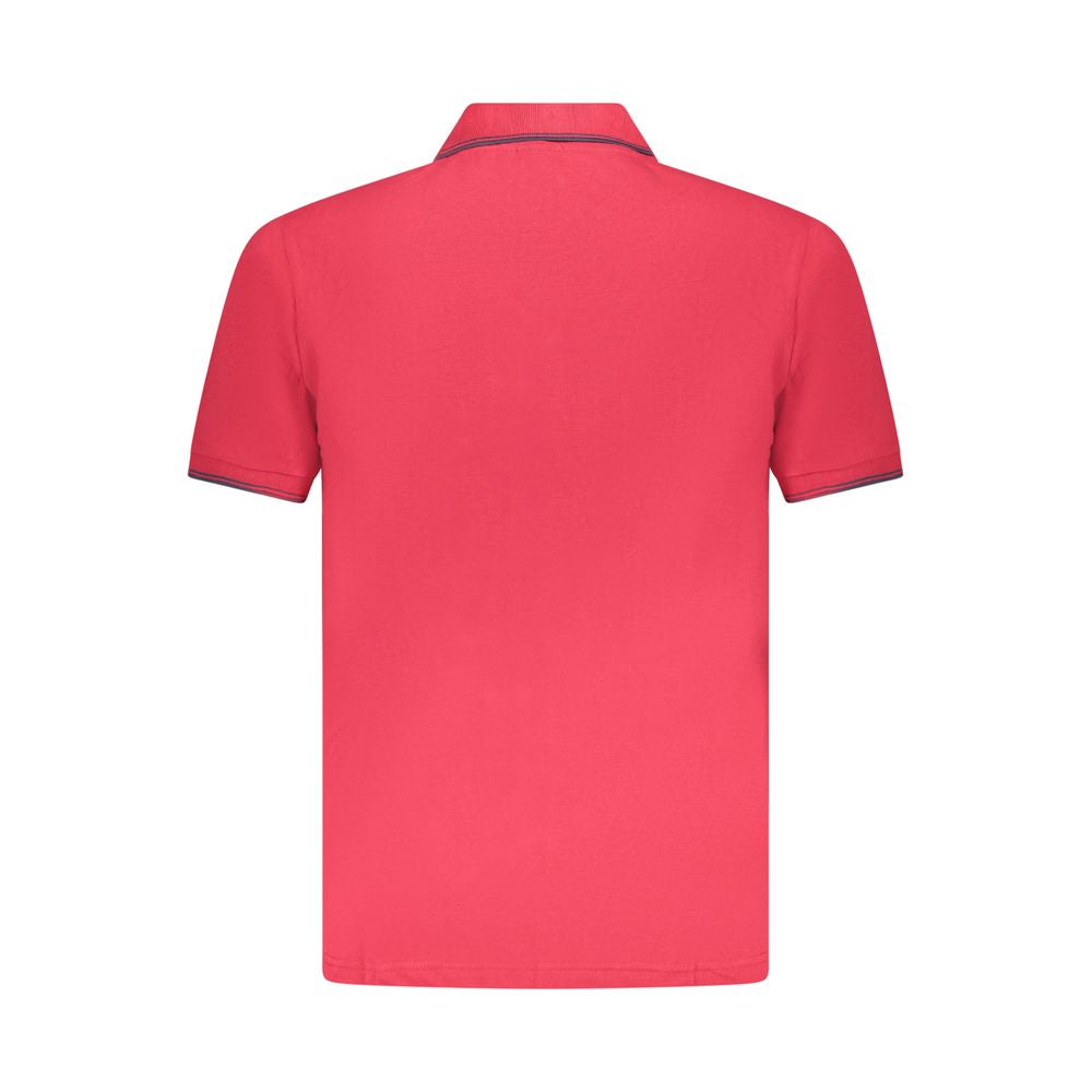 U.S. Grand Polo Red Cotton Men Polo Shirt, back view, showcasing sleek design with short sleeves and sharp contrasting details.