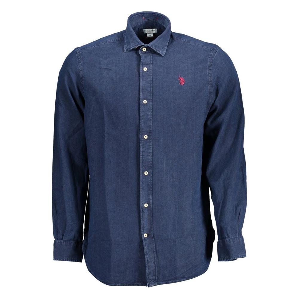 U.S. POLO ASSN. Blue Cotton Men Shirt
