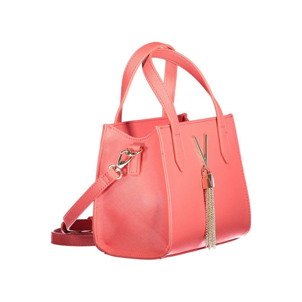 Valentino Bags pink handbag with double handles, adjustable strap, and elegant zip closure, crafted with recycled materials for eco-friendly fashion.