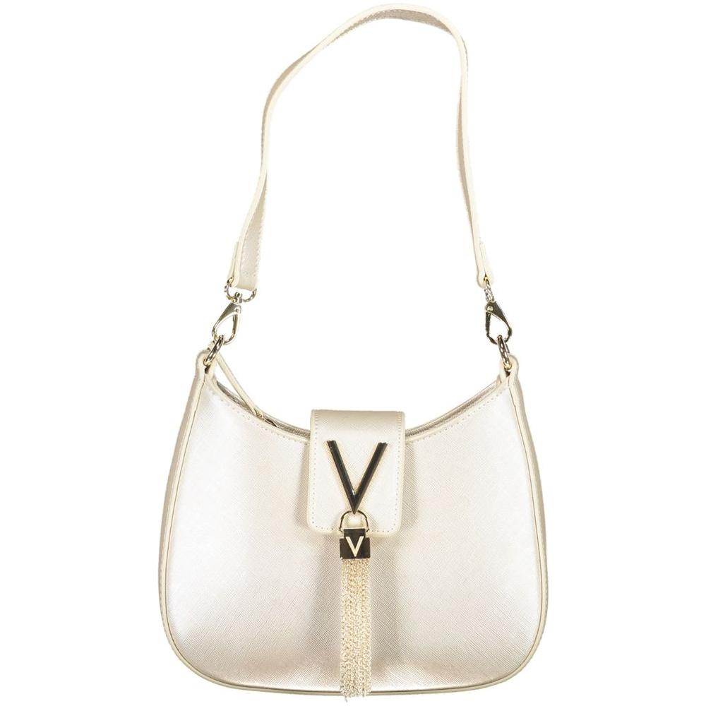 Silver Valentino Bags women's handbag with V accent and detachable chain strap.