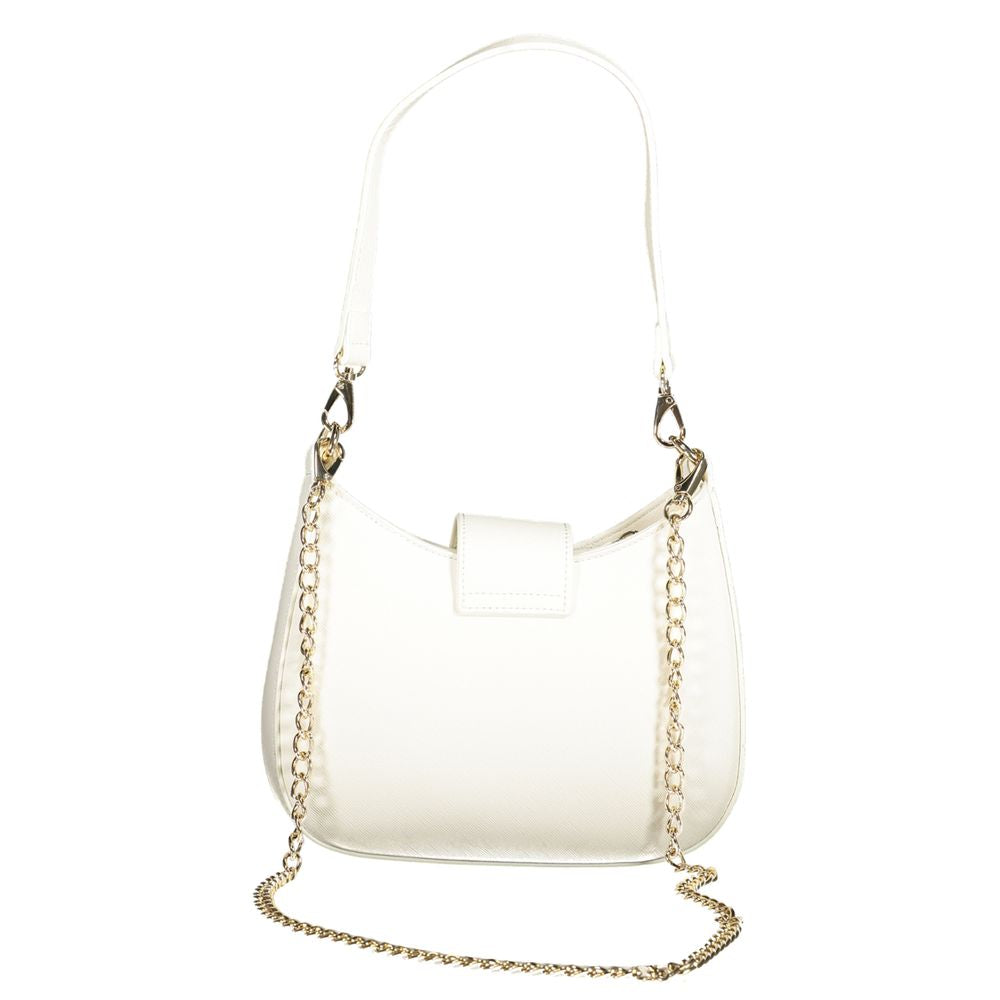 Valentino Bags white polyethylene handbag with removable chain strap and shoulder handle.