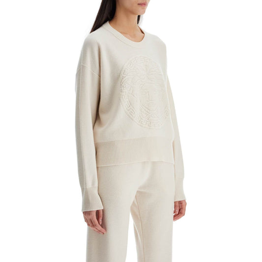 Versace boxy medusa towel stitch Knitwear Versace Light Gray