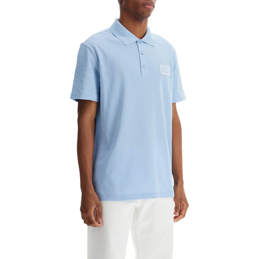 Versace short-sleeved polo shirt with logo Topwear Versace Light Steel Blue