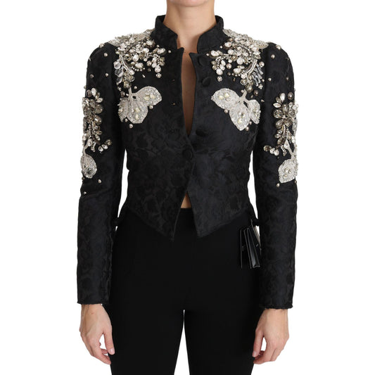Dolce & Gabbana Elegant Black Silver Baroque Jacket Dolce & Gabbana Black