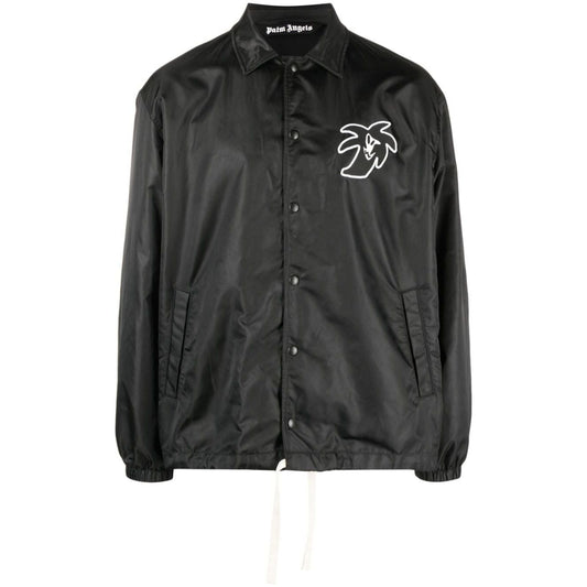 Palm Angels Jackets Black Jackets Palm Angels Dark Slate Gray
