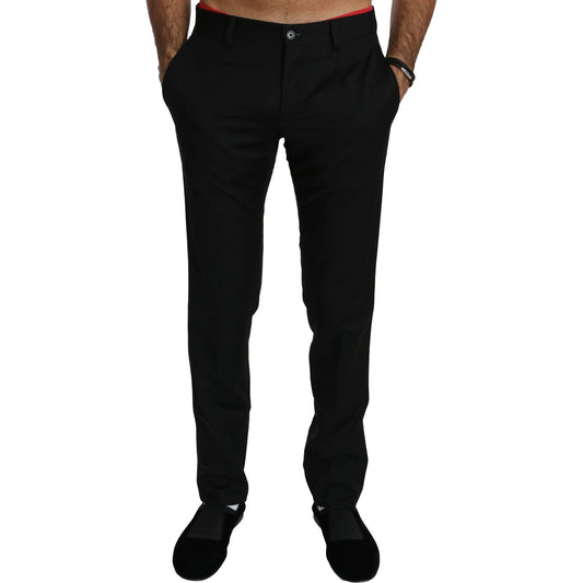 Dolce & Gabbana Black Dress Formal Trouser Mens Wool Pants PAN70765-XS