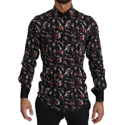 Dolce & Gabbana Black Musical Instrument Slim fit Shirt TSH4009-40