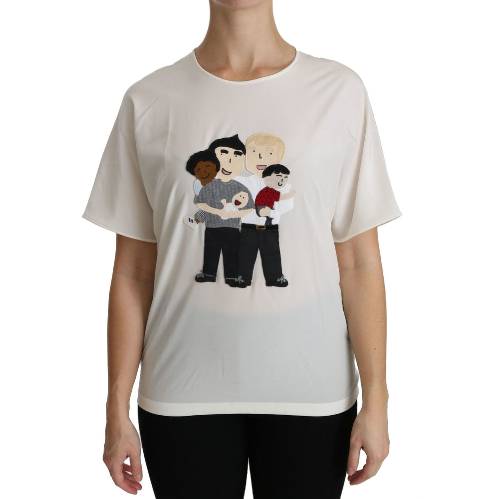 Dolce & Gabbana White #dgfamily Patch Short Sleeve Blouse Top TSH4297-36