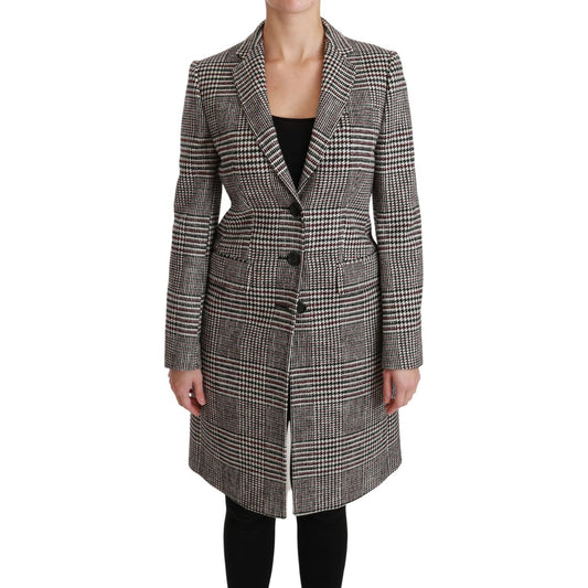 Dolce & Gabbana Elegant Multicolor Checked Knee-Length Jacket Coat Dolce & Gabbana Dark Slate Gray