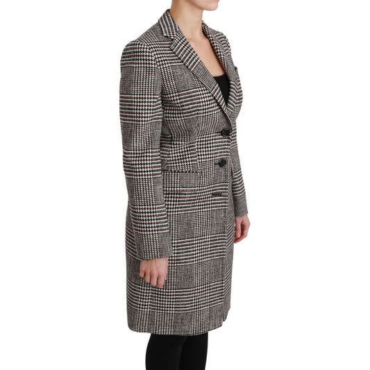 Dolce & Gabbana Elegant Multicolor Checked Knee-Length Jacket Coat Dolce & Gabbana Dark Slate Gray