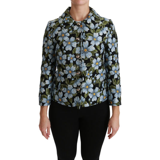 Dolce & Gabbana Elegant Floral Brocade Blazer Coat Jacket Dolce & Gabbana Black