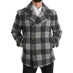 Dolce & Gabbana Gray Check Wool Cashmere Coat Jacket JKT2531-44