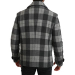 Dolce & Gabbana Gray Check Wool Cashmere Coat Jacket JKT2531-44