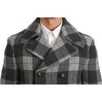 Dolce & Gabbana Gray Check Wool Cashmere Coat Jacket JKT2531-44