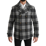 Dolce & Gabbana Gray Check Wool Cashmere Coat Jacket JKT2531-44