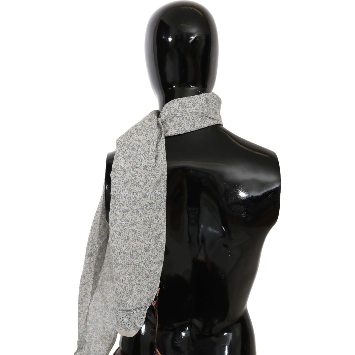 Ermanno Scervino Cotton Beige Blue Fantasy Print Scarf